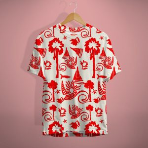 Red Palm Pattern T-Shirt